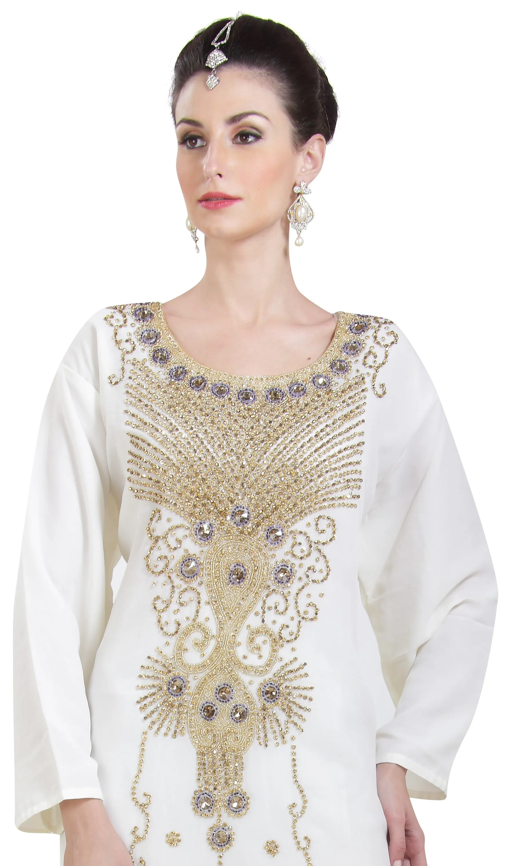 Arabian Farasha Long Sleeve Bollywood Studded Dress