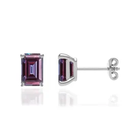 AVIANA - Emerald Alexandrite 18k White Gold Stud Earrings