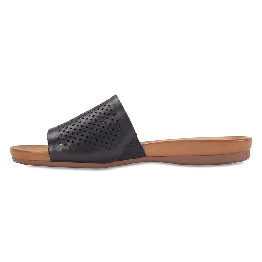 Aztec Slide in Black Leather