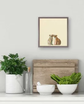 Baby Lion Cubs Mini Framed Canvas