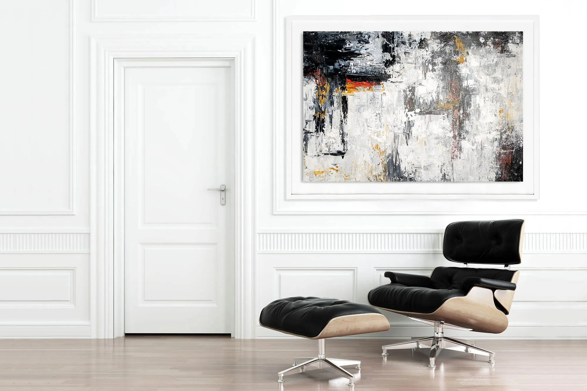 Black And White Abstract Painting Red Yellow Painting for Home Fp081