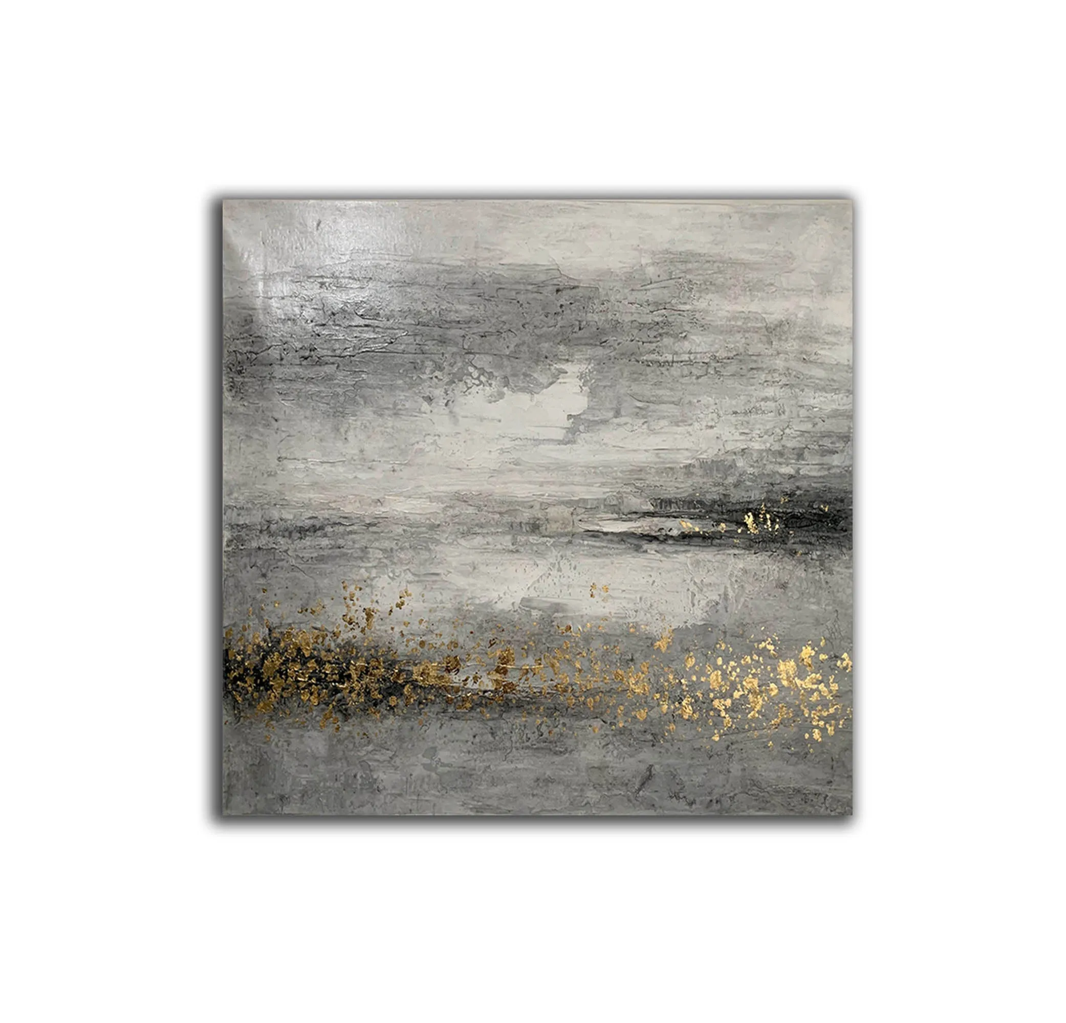 Black Gray Gold Abstract Painting Original Art Op096