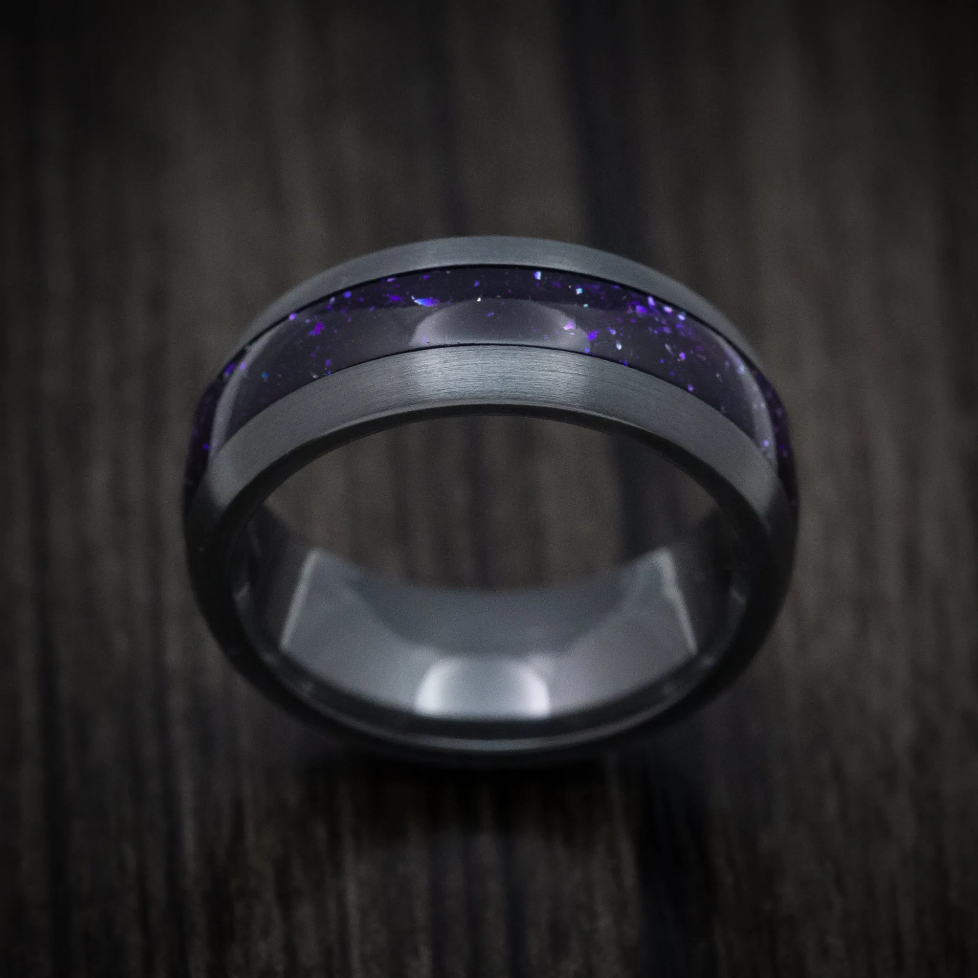 Black Titanium and DiamondCast Inlay Men's Ring Custom Made