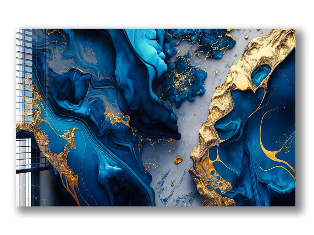 Blue & Golden Lava Abstract