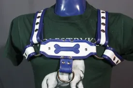 Blue and White Puppy Bone Harness