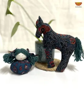 Blue Handcrafted Cotton Fabric Horse Toys !!!