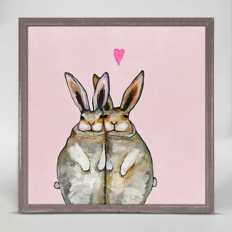 Bunny Friends - Pale Pink Mini Framed Canvas