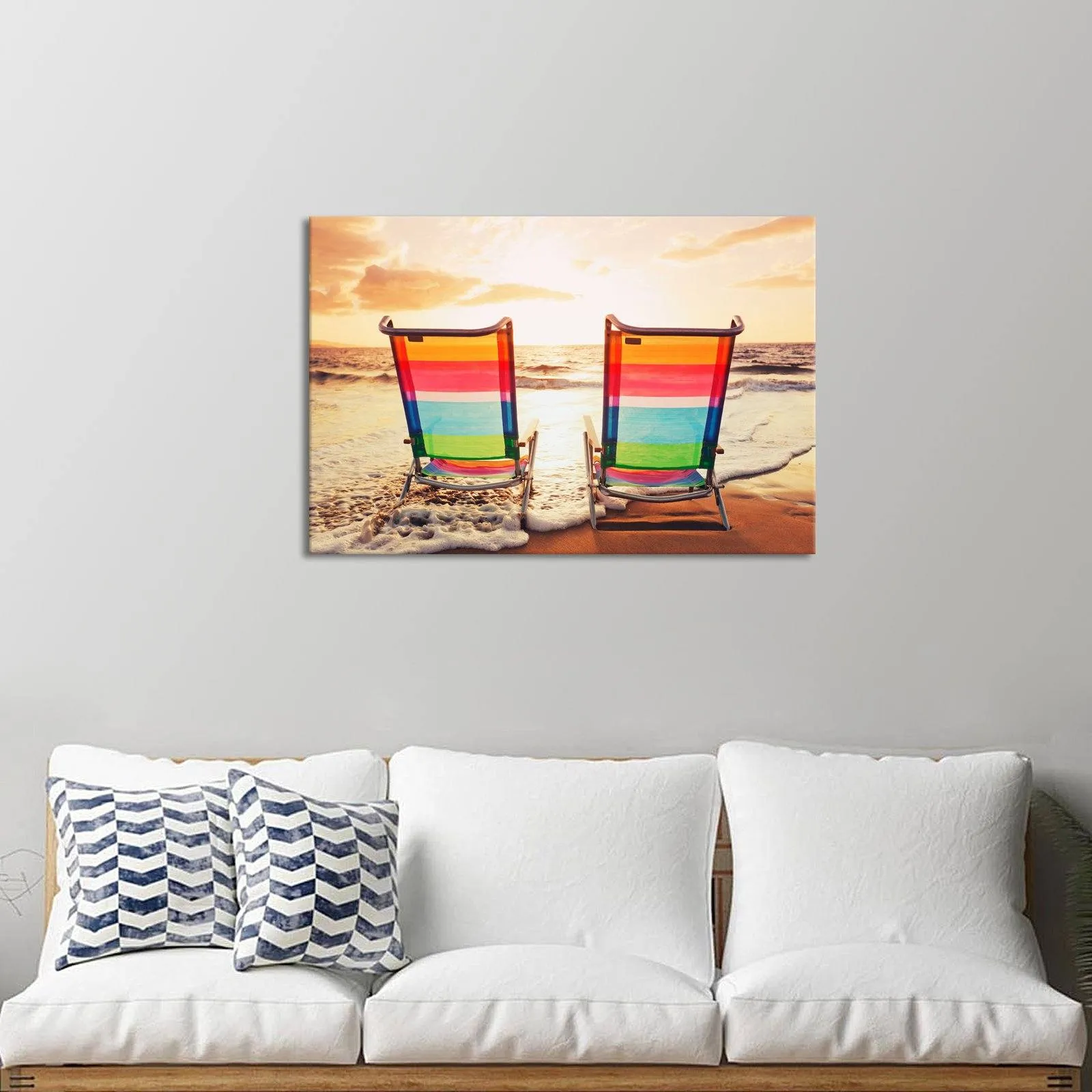 Canvas Print Beach chairs 24x36Inch (60x90cm)