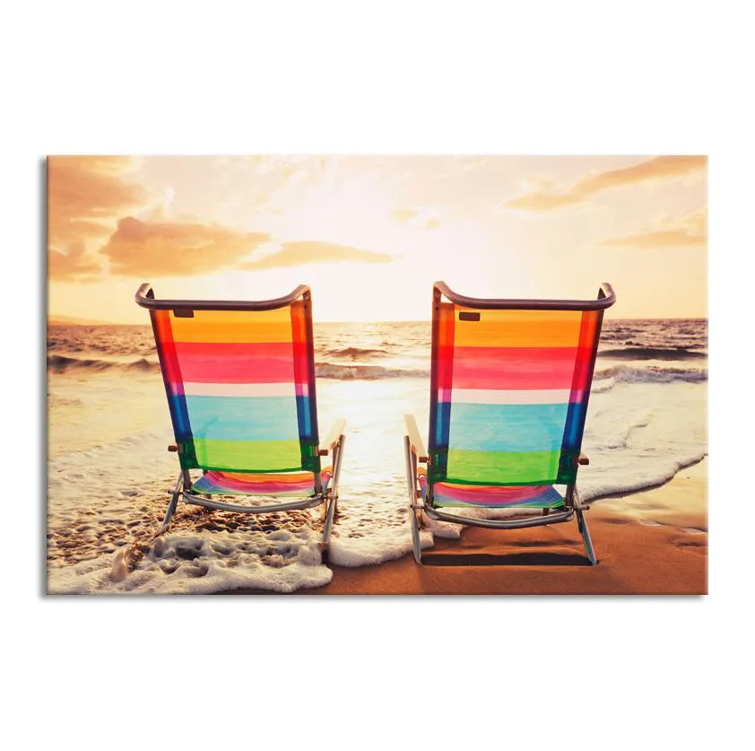 Canvas Print Beach chairs 24x36Inch (60x90cm)