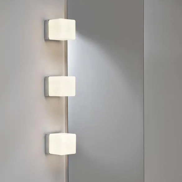 Chrome & Opal Glass Diffuser Cube Wall Light