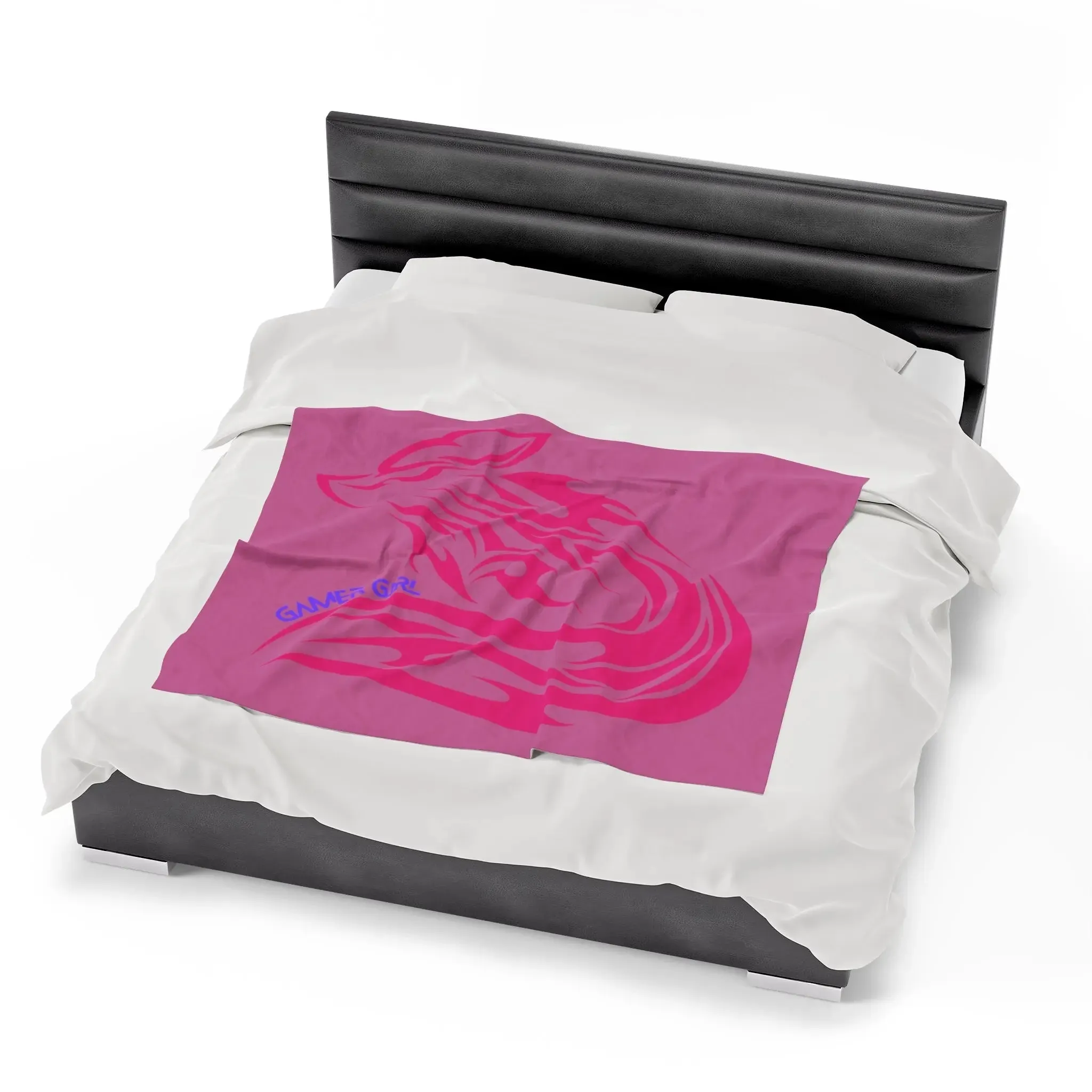 Gamer Girl Pink Fox Velveteen Blanket