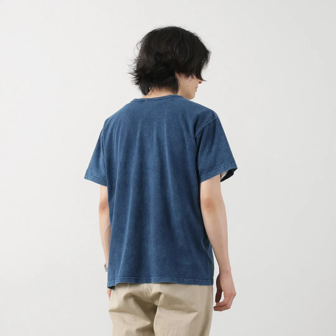 GOOD ON / Short Sleeve Henley T-Shirt / Indigo Shave