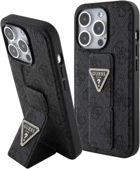 Guess Grip Stand 4G Triangle Strass Case for iPhone 15 Pro 6.1" Black - GUHCP15LPGS4TDK