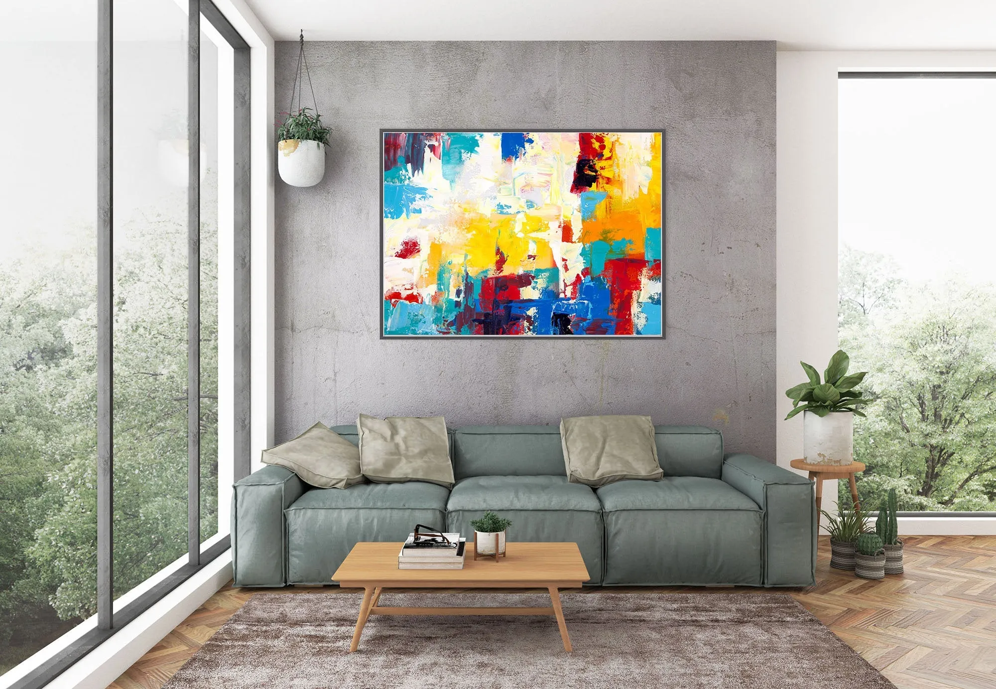 Handpainted Colorful Contemporary Painting XL Abstract Painting Qp036