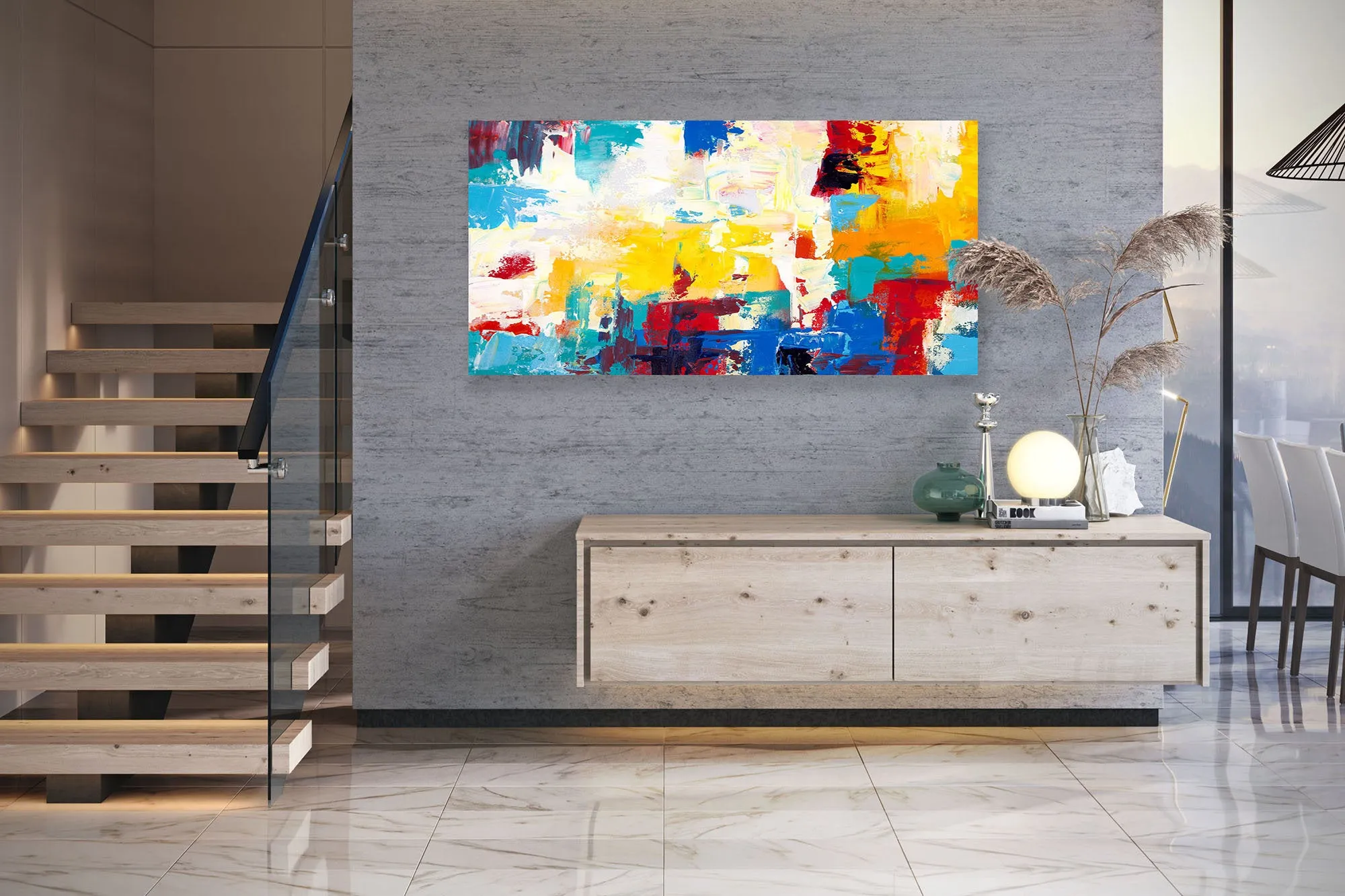 Handpainted Colorful Contemporary Painting XL Abstract Painting Qp036