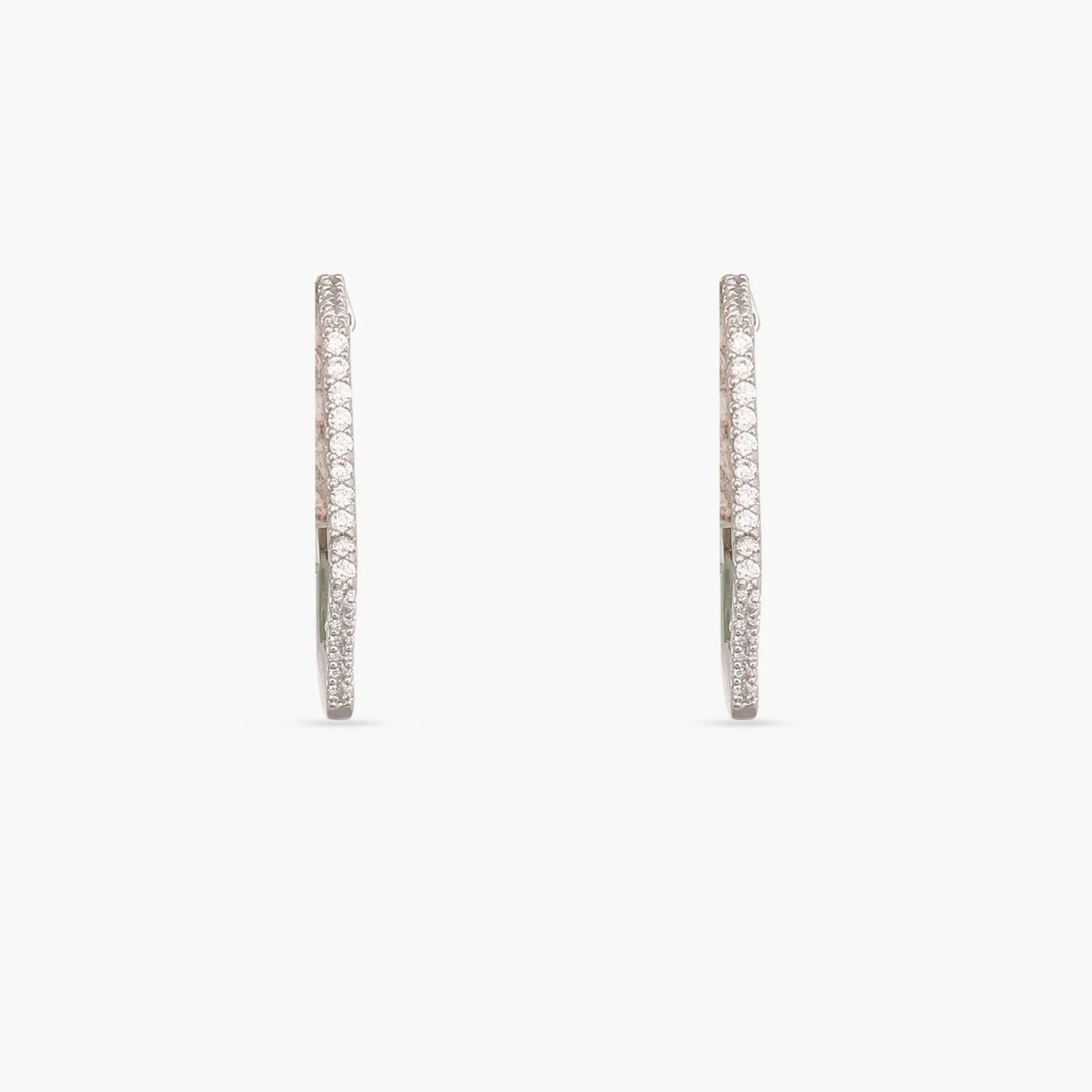 Hexa CZ Delicate Hoop Silver Earrings