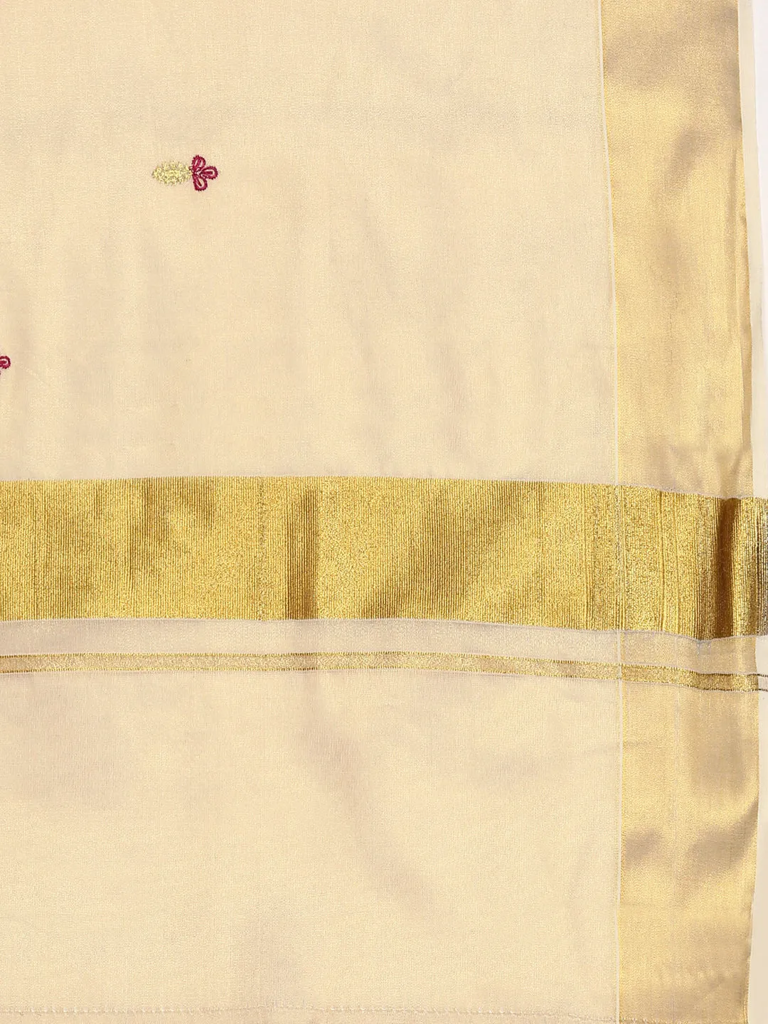 Kerala Cream Gold Jari Weaving Saree KS124