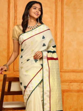 Kerala Cream Gold Jari Weaving Saree KS127