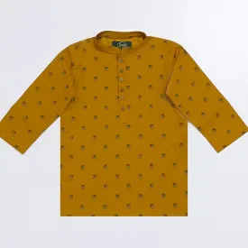 Kids 'Mustard' Printed Cotton Kurta K4