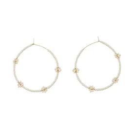 Large Floral Hoops - PEARL