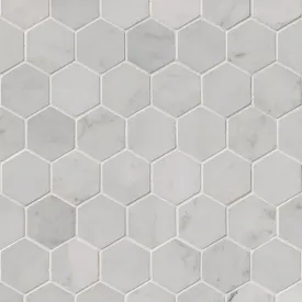 Marble Tile Collection Carrara White 2" Hexagon