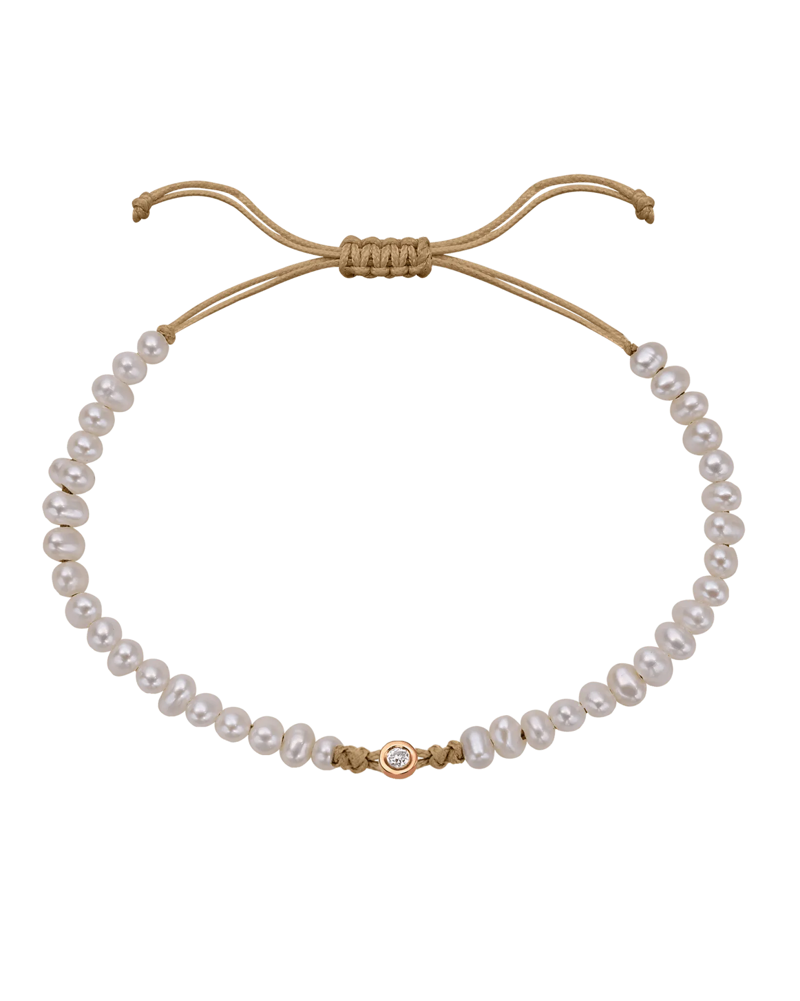 Natural Pearl String of Love Bracelet - 14K Rose Gold