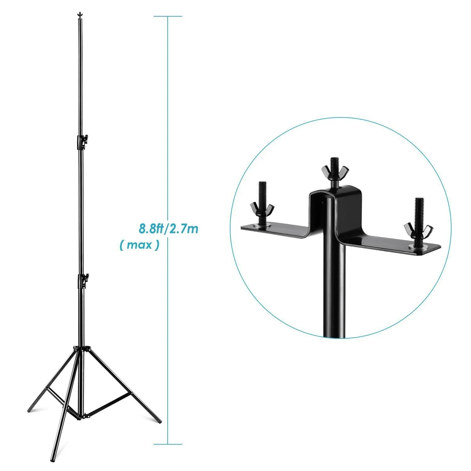 Neewer Photography Backdrop Support System with Carrying Case - Maximum 8.8x10 feet/2.7x3 meters (Height x Width) for Muslin, Paper and Canvas Backdrops for Photo Video Studio Shooting