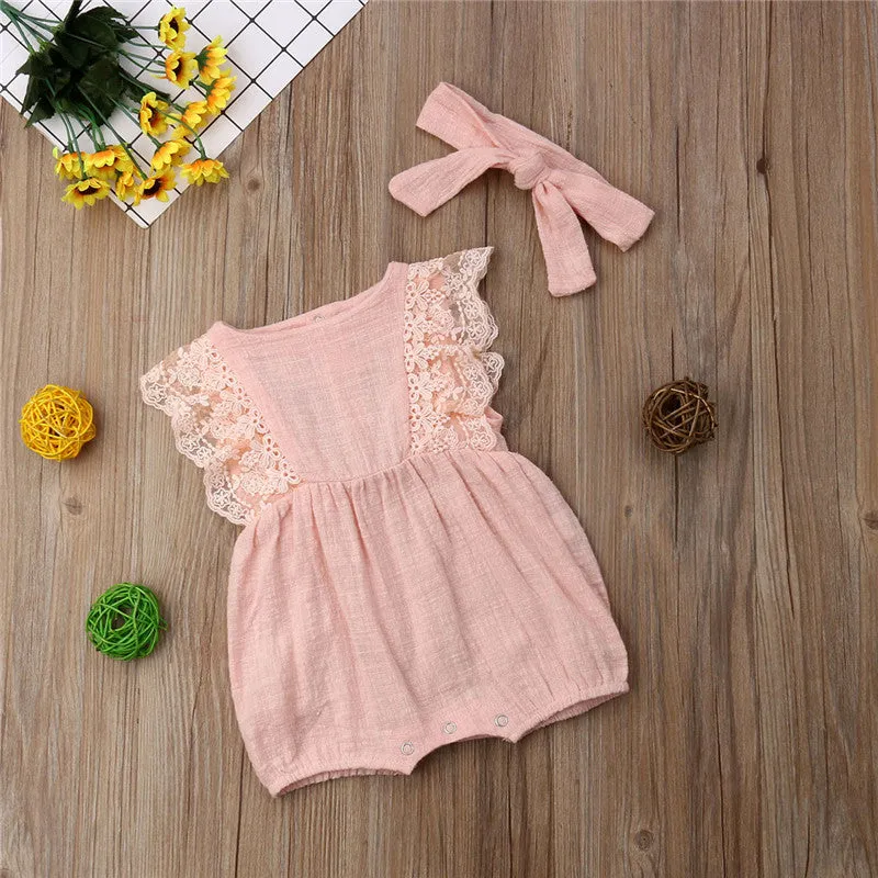 Pink Laced Romper