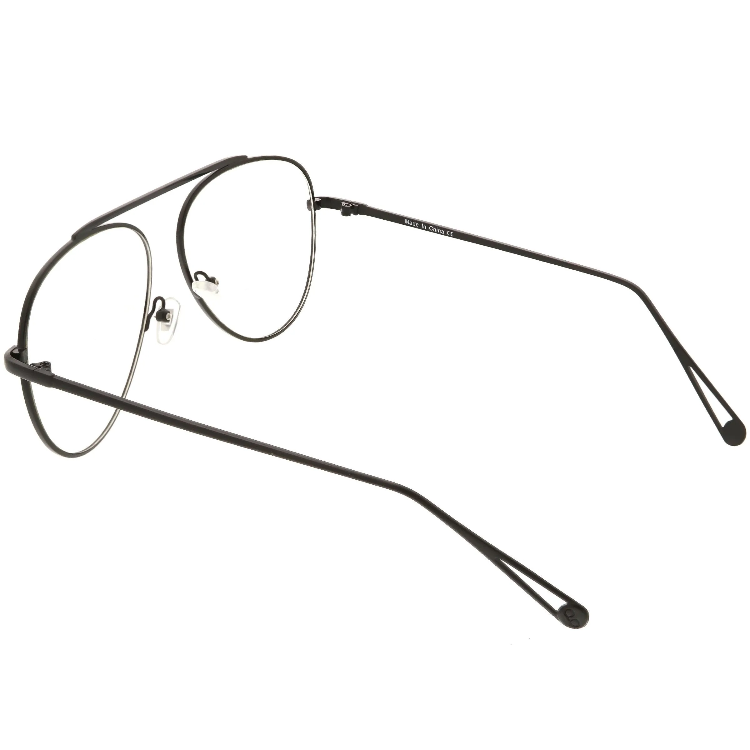 Premium Modern Clear Flat Lens Metal Aviator Glasses