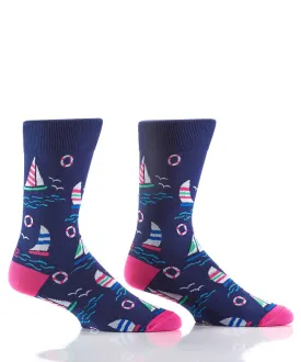 "Sail Away" Cotton Dress Crew Socks by YO Sox - Large