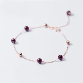 Refined Red Garnet Beads Minimal Bracelet