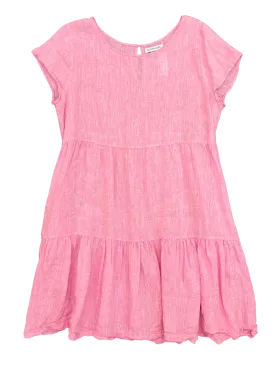 Size L - Alessandra Pink Linen Babydoll Dress