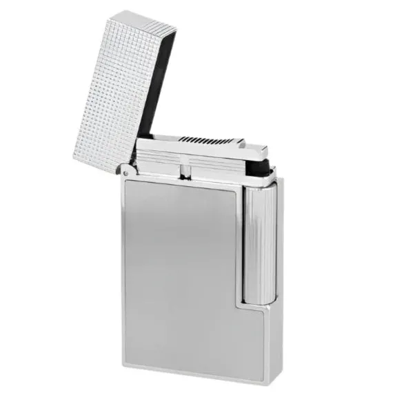 S.T. Dupont Line 2 Micro Diamond Head Brushed Platinum Lighter