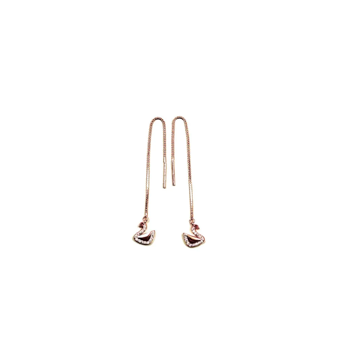 SWAROSKI SWAN 18K ROSEGOLD 925 SILVER SUI DHAGA EARRINGS