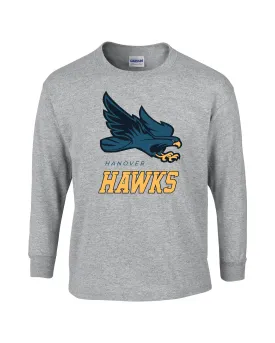 T-Shirt - Long-Sleeve - Cotton - Gray - Adult/Youth - Hawk Designs