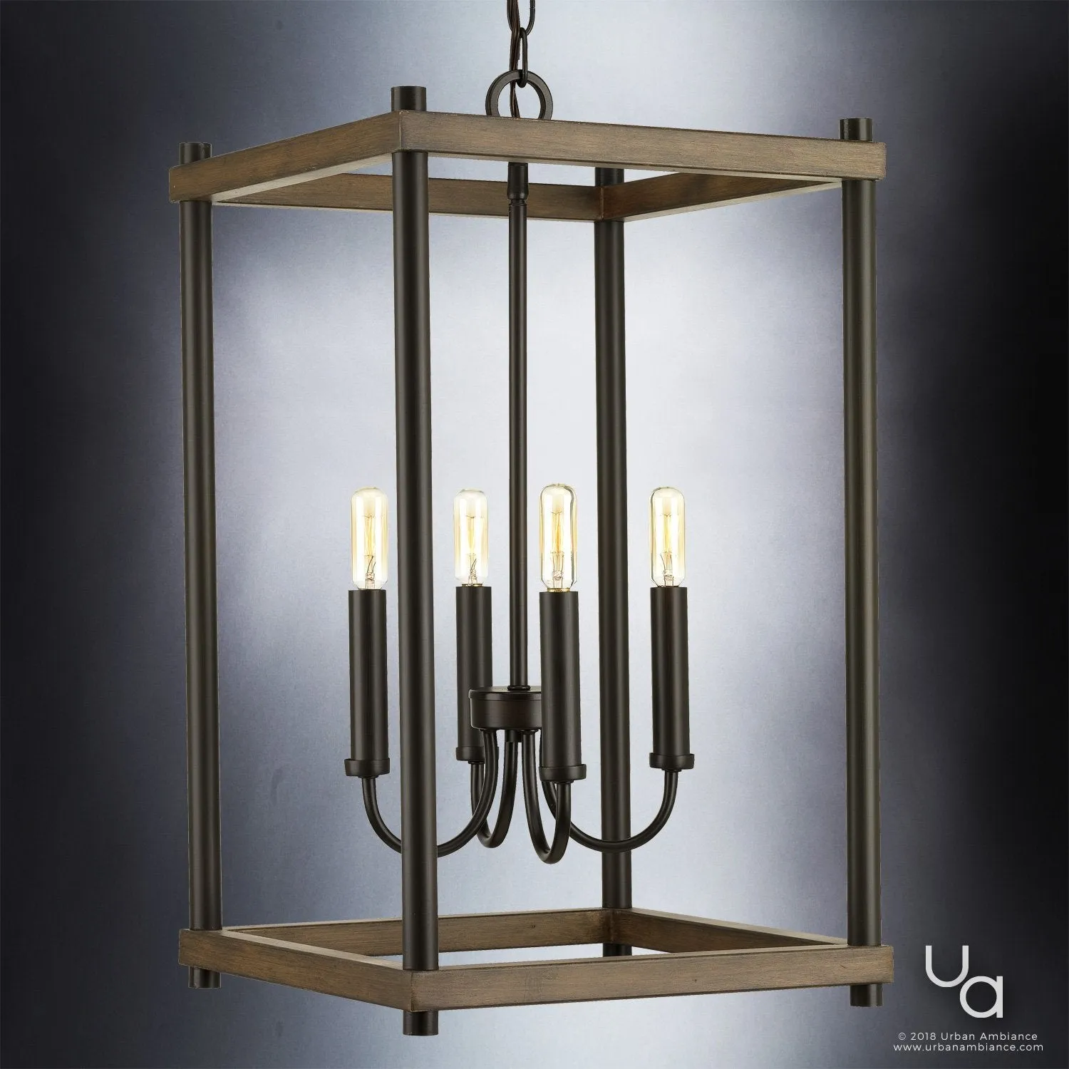 UHP2382 Modern Farmhouse Narrow Chandelier, 25"H x 14"W, Olde Bronze Finish, Leeds Collection