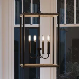 UHP2382 Modern Farmhouse Narrow Chandelier, 25"H x 14"W, Olde Bronze Finish, Leeds Collection