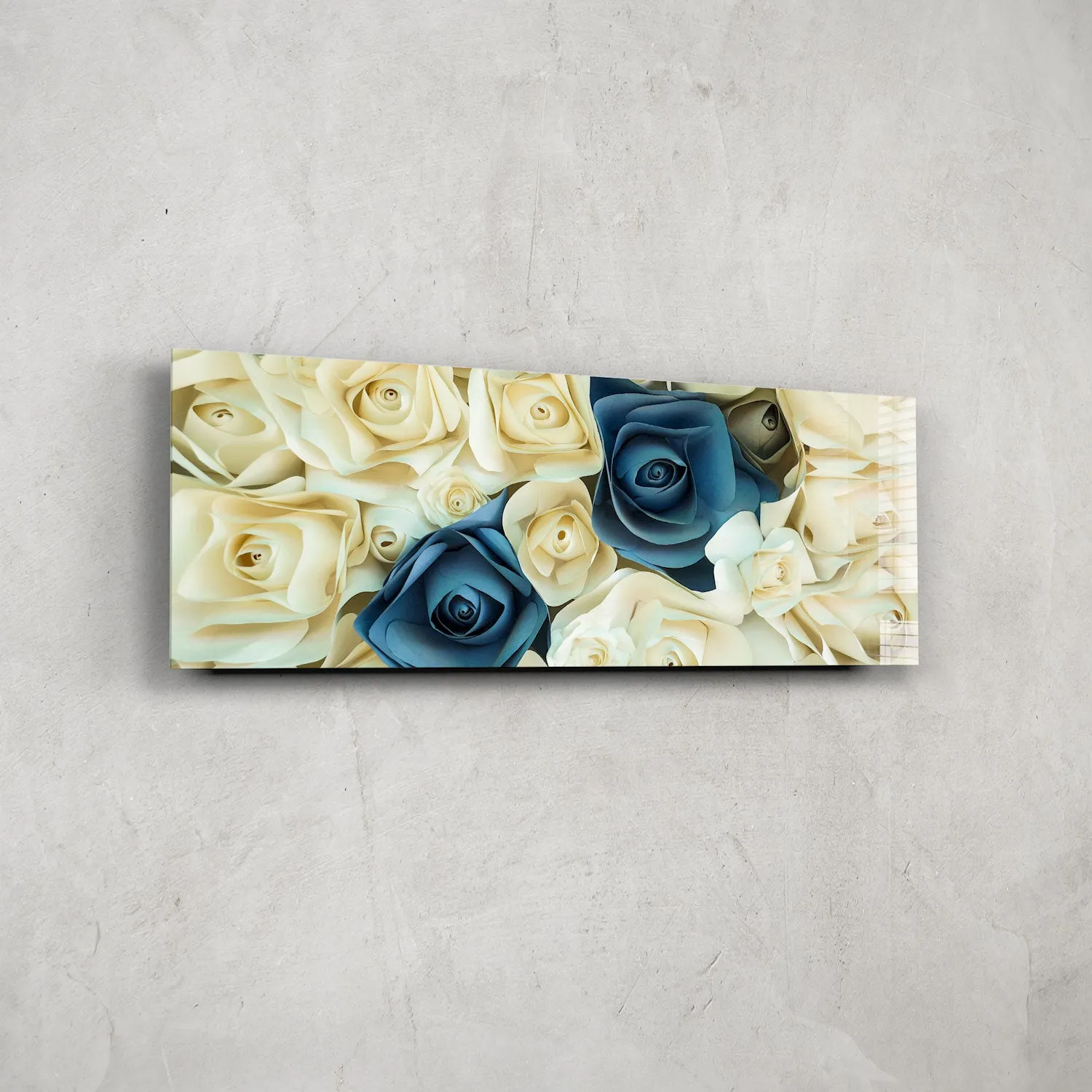 White & Blue Roses - Panoramic